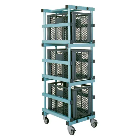 Plastic material cart set, 4 pcs., mobile, incl. 3 containers