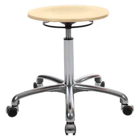 Rotatory stool exclusive with wooden seat and castors