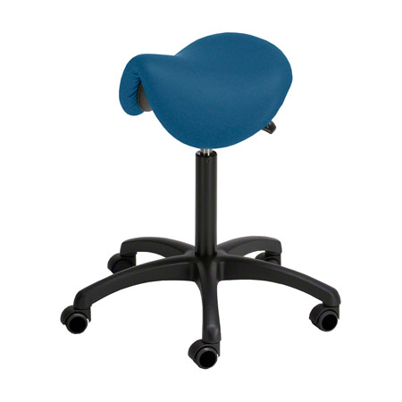 Saddle stool with cushion, standard with wheels