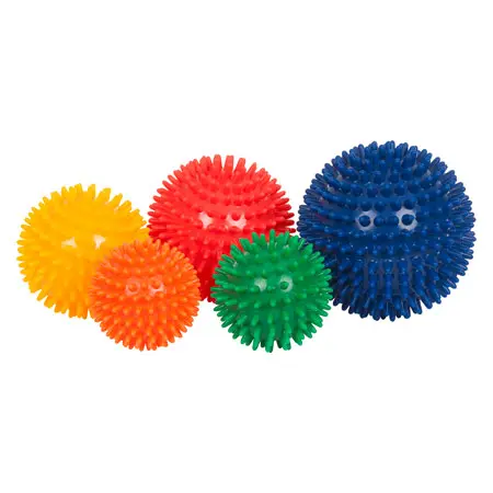 Spiky Massage Ball medium, Set of 5: 1x  6 cm,  7 cm,  8 cm,  9 cm,  10 cm