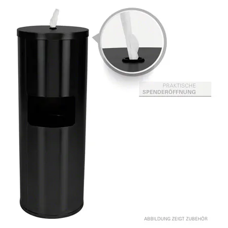 Sport-Tec disinfectant wipe dispenser, black stainless steel, incl. waste garbage can