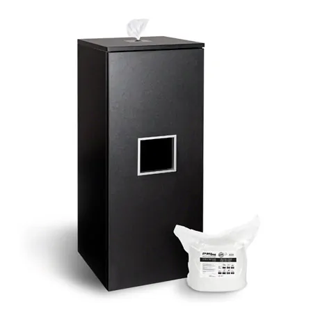 Sport-Tec disinfectant wipe dispenser, black wood, incl. 400 wipes