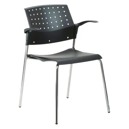 Stacking chair without pads, with armrest