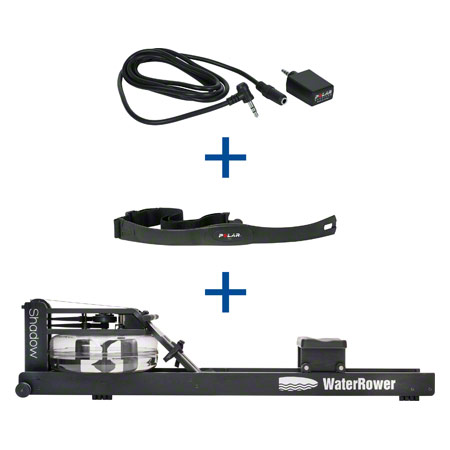 WaterRower rowing machine Shadow, incl. S4 Monitor, Heart rate receiver and chest strap POLAR T31, set 3-pcs.