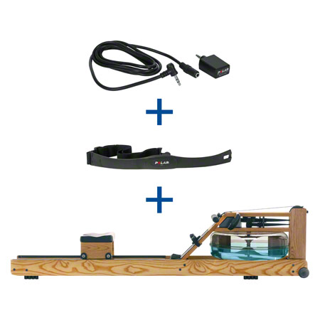 WaterRower rowing machine natural ash, incl. S4 Monitor, Heart rate receiver and chest strap POLAR T31, set 3-pcs.