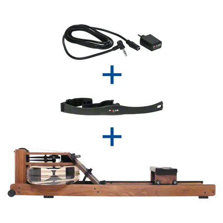 WaterRower rowing machine nut tree incl. S4 Monitor, Heart rate receiver and chest strap POLAR T31, set 3-pcs.