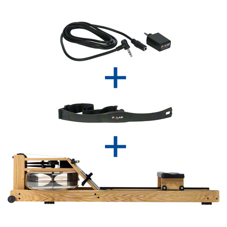 WaterRower rowing machine oak, incl. S4 Monitor, Heart rate receiver and chest strap POLAR T31, set 3-pcs.