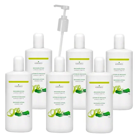 cosiMed massage lotion set 6x massage lotion ginkgo-lime 1 l, incl. dosing pump